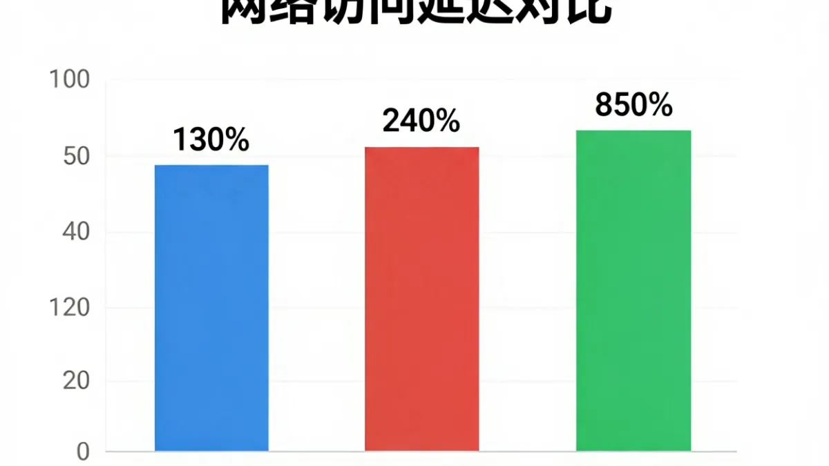 三大运营商网络环境下访问海角网的网速对比柱状图，显示电信联通移动延迟差异