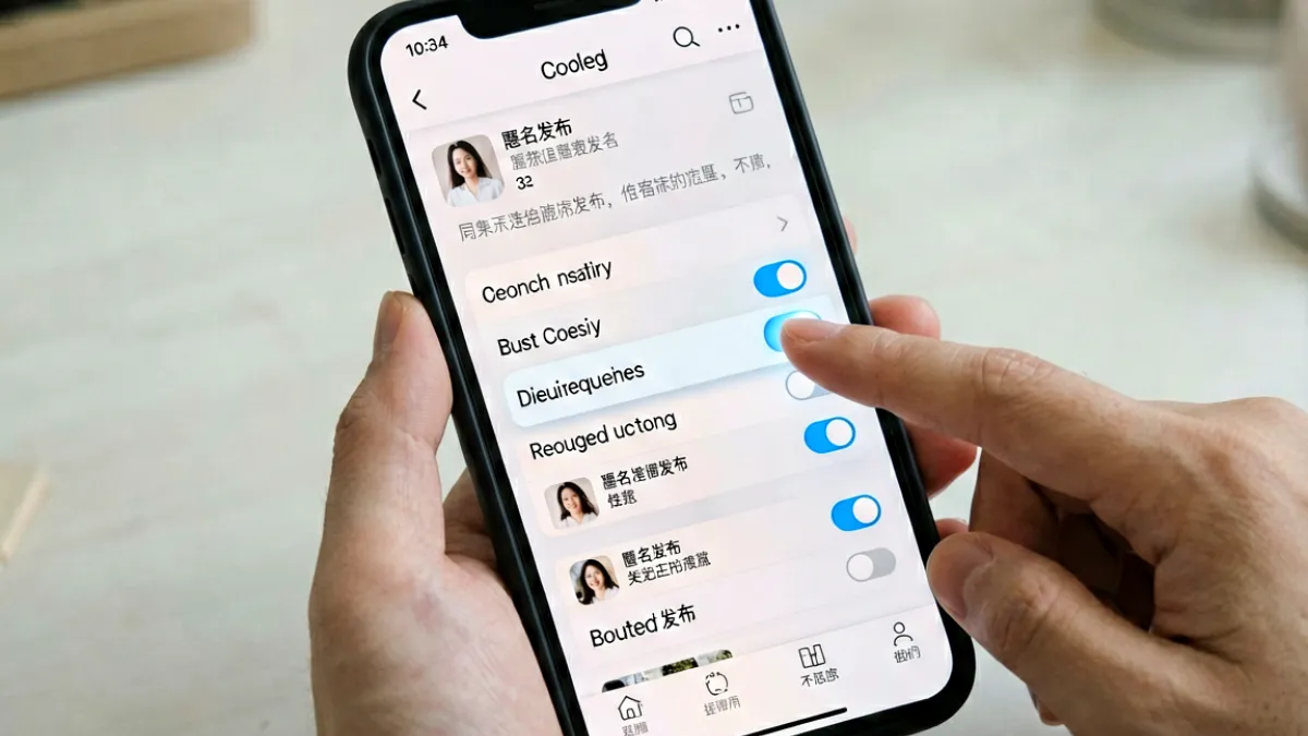 海角网匿名发帖功能设置页面示意图，展示用户如何开启匿名选项与相关提示信息